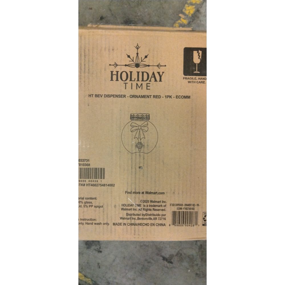 Holiday Time HT BEV Dispenser - Ornament Red - 1PK - ECOMM Retail $25.00