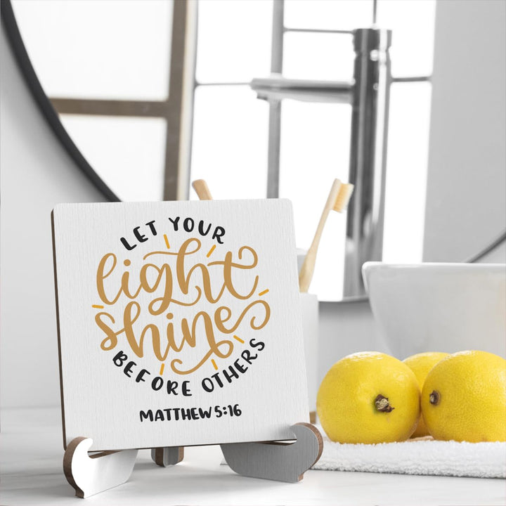 Bible Verse Table Desk Decor Inspirational Rustic Christian Wood Sign Plaque with Wooden Stand, Motivational Religious Positive Vintage Decor for Tabletop Desktop Shelf Shelves TV Cabinet Living Room