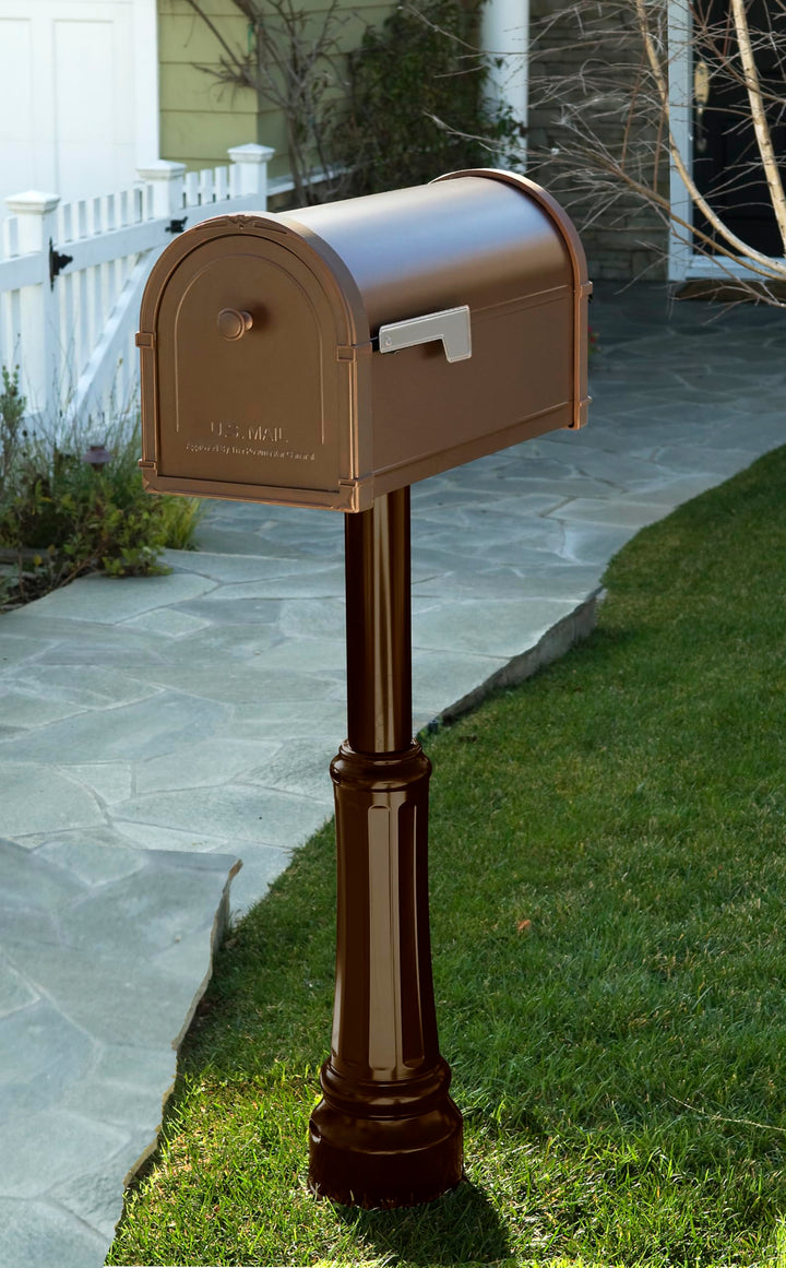 Architectural Mailboxes Bellevue Galvanized Steel Post Mount Mailbox, Compatibility Code G, 5591RZ-10, Rubbed Bronze, Large Capacity