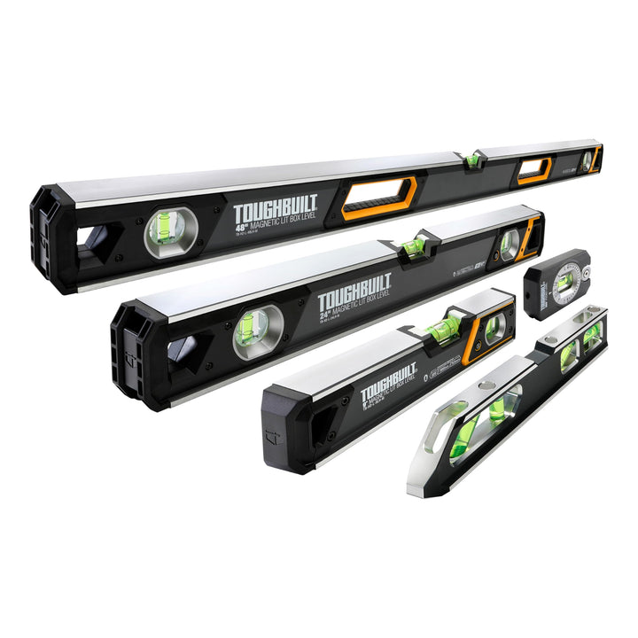 ToughBuilt â€“ 9" Magnetic Billet Torpedo Level, Precision Machined Aluminum Level with Rare Earth Magnets, V-Groove Base, Laser-Etched Markings, and Shockproof End Caps for Professional Accuracy
