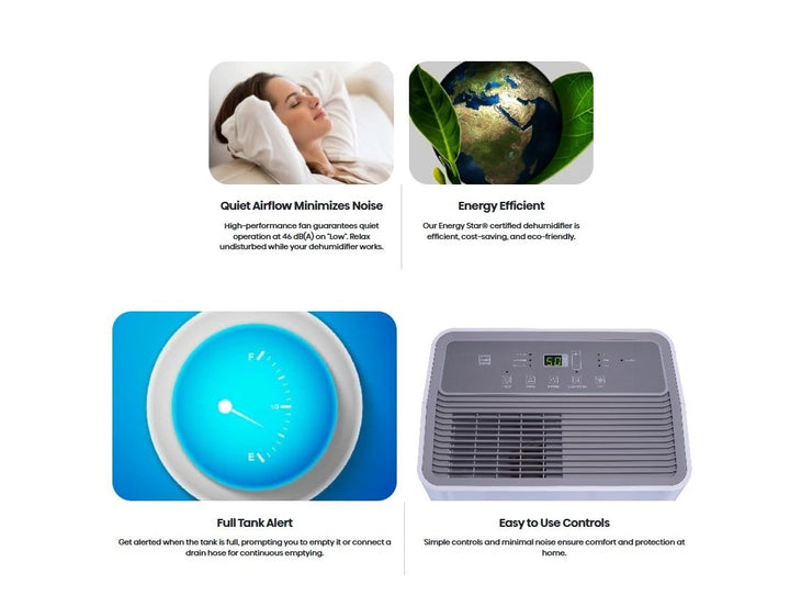 Hisense 50-Pint Capacity, 4500 sq. ft. Coverage, 3-Speed Dehumidifier 48 dB(A) sound level, Washable Filter - DH5024K1W