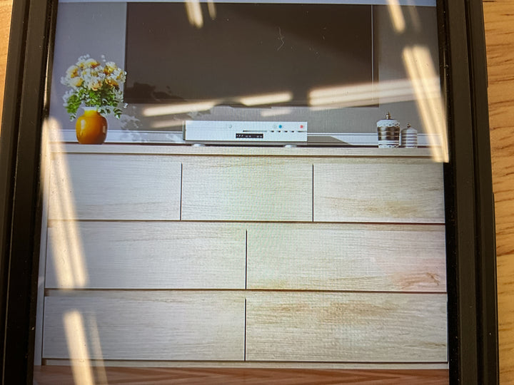 Garvee Modern 7 drawer dresser for bedroom- wide chest of drawers, light yellow wood grain, Retail $199.99