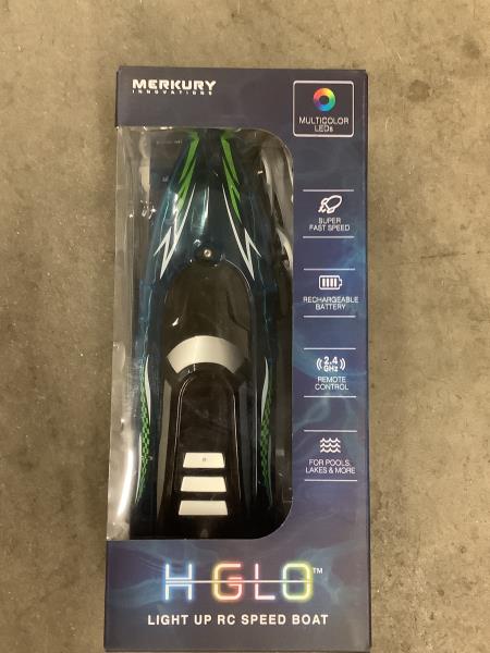 Merkury HGLO Light Up RC Speed Boat - 2.4GHz Remote Control, Rechargeable Battery, Multicolor LEDs Retail $34.99