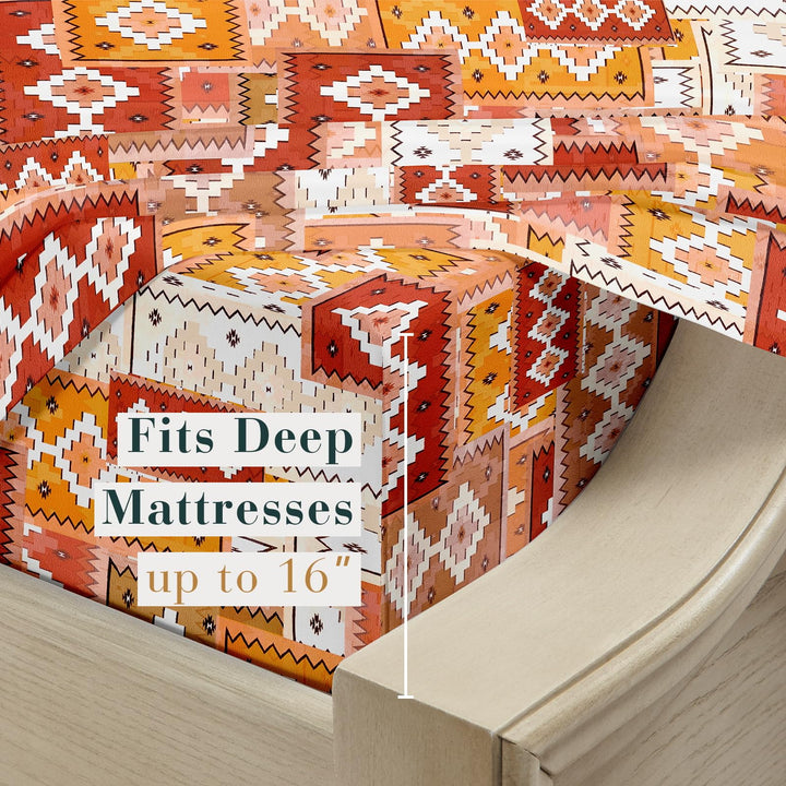 YIYEA Queen Sheets - Geometric - Luxury Double Brushed Microfiber Sheet Set- Lightweight Breathable Cooling Bed Sheets - 16" Deep Pocket, Shrinkage, and Fade Resistant - 4 PC