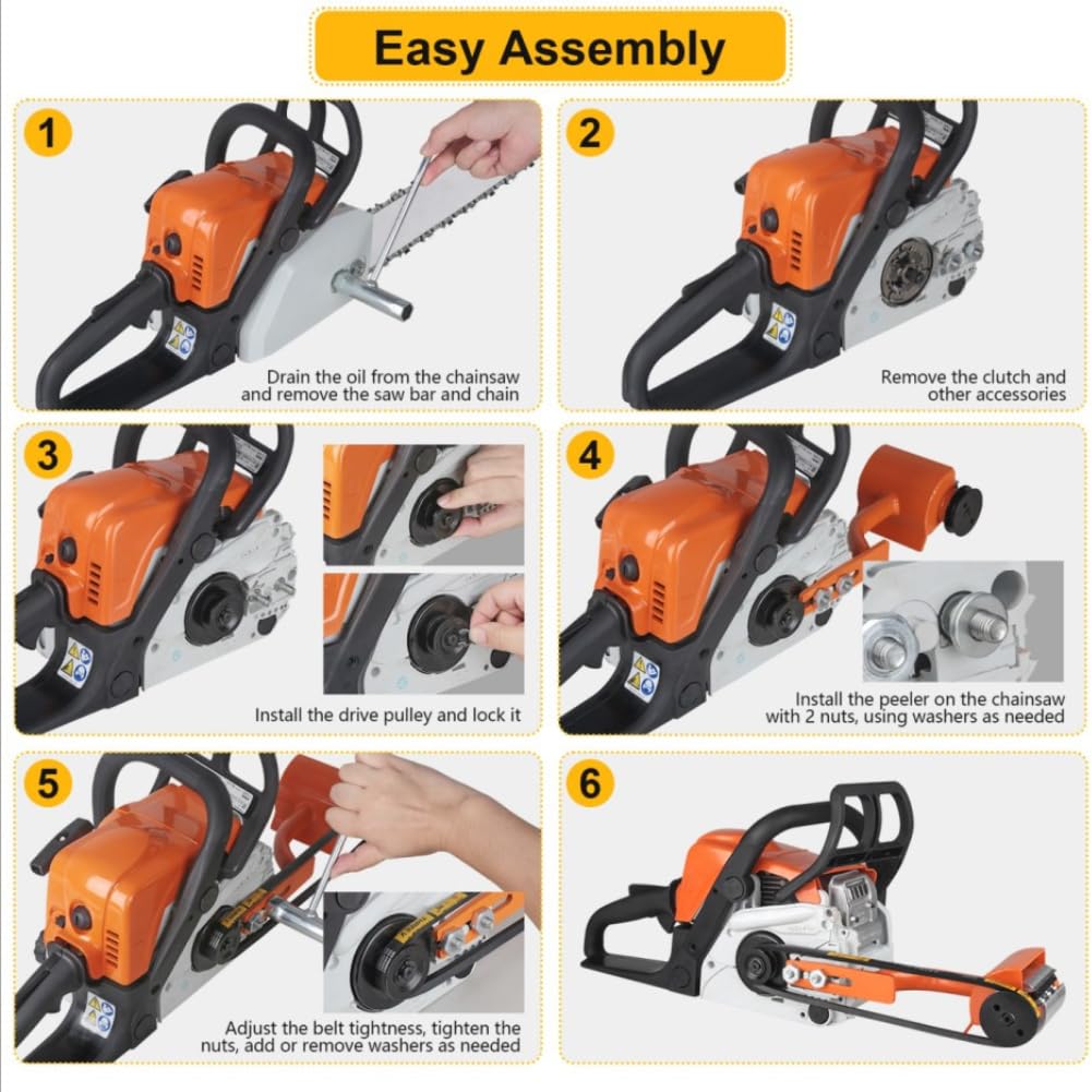Log Peeler Steel Log Debarker Peeler Multifunctional Chainsaw Debarking Attachment Wood Debarking Tool with 6 Lengthened Blades