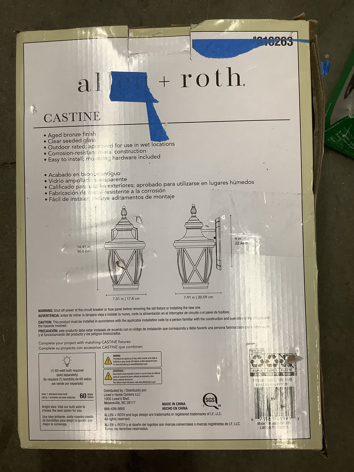 AR CASTINE 14-IN BRZ WALL LT (DAMAGED BOX)
