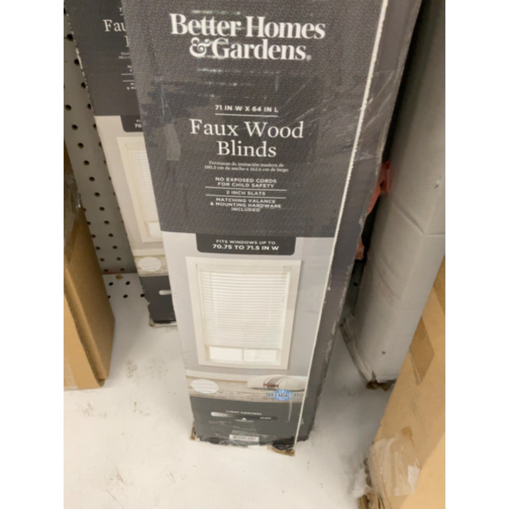 Better Homes & Gardens 2  Cordless Faux Wood Horizontal Blinds  White  71x64