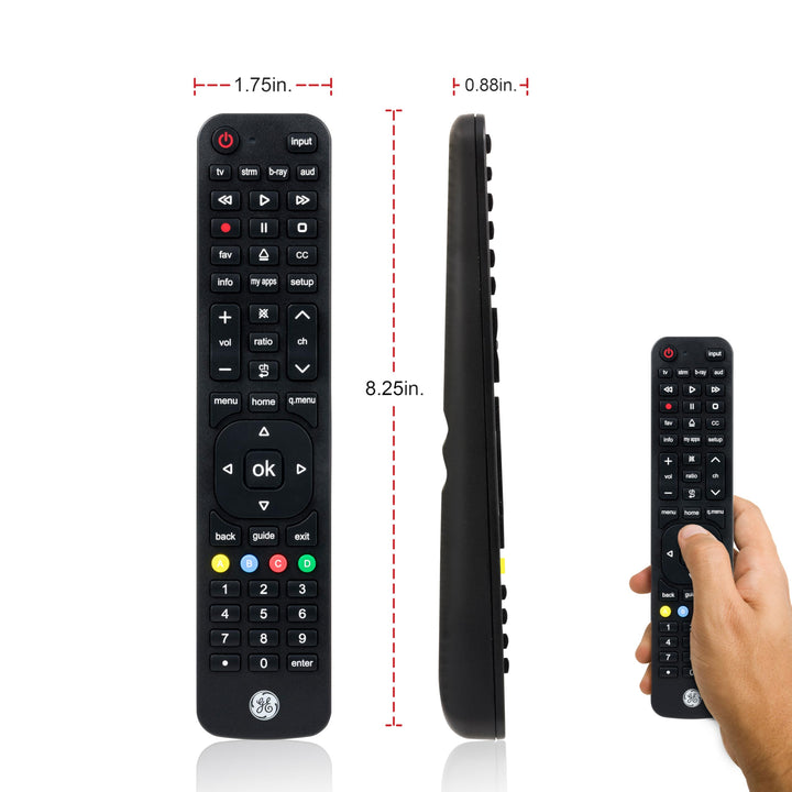 GE 4-Device Replacement Remote for LG Compatible with LED LCD HD UHD 4K HDR Smart TVs Plus Universal Remote Control Function for Streaming Players, Sound Bars, Blu-ray, DVD, and More, 57818