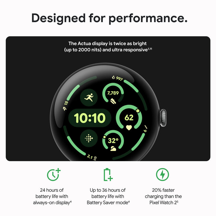 Google Pixel Watch 3 (41mm) 2024 Model - Android Smartwatch, Heart Rate Tracking, Fitbit Advanced Running, Fitness Insights, 24-Hour Battery - Champagne Gold Aluminum Case - Hazel Band - Wi-Fi