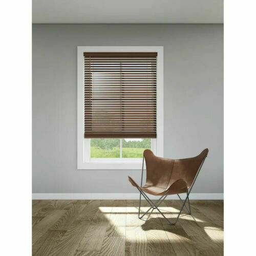 LEVOLOR Trim+Go 2 in Slat Width 47-in X 64-in Cordless Walnut Faux Wood Blinds