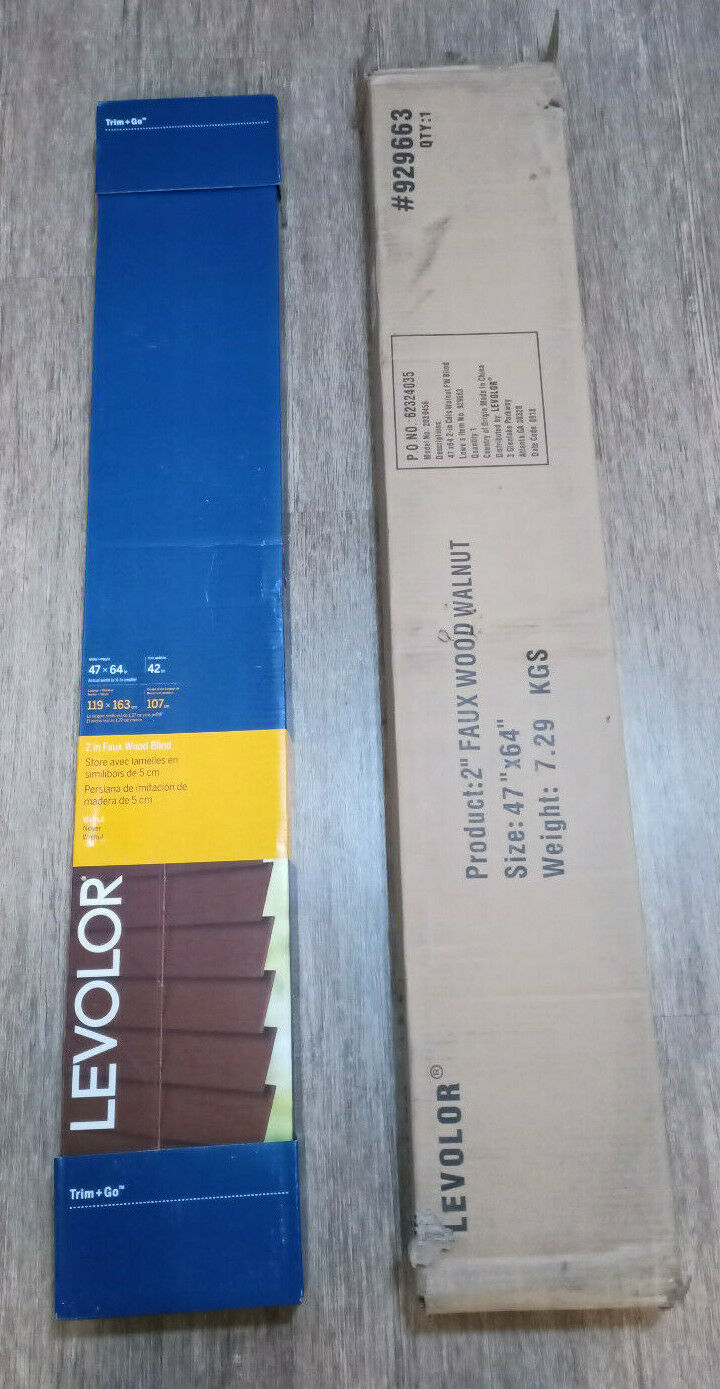 LEVOLOR Trim+Go 2 in Slat Width 47-in X 64-in Cordless Walnut Faux Wood Blinds