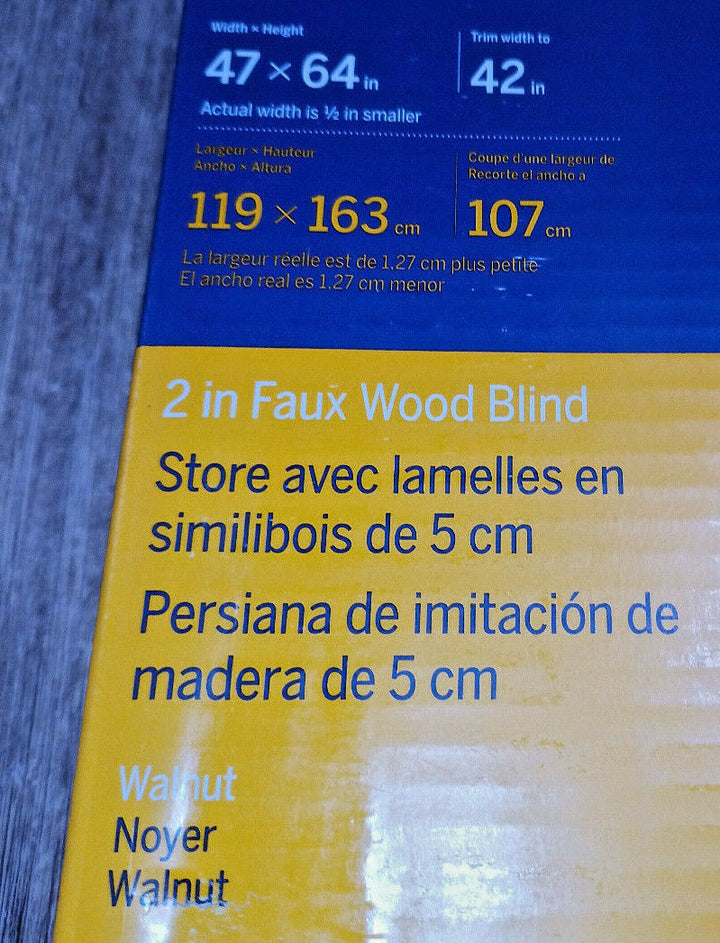 LEVOLOR Trim+Go 2 in Slat Width 47-in X 64-in Cordless Walnut Faux Wood Blinds