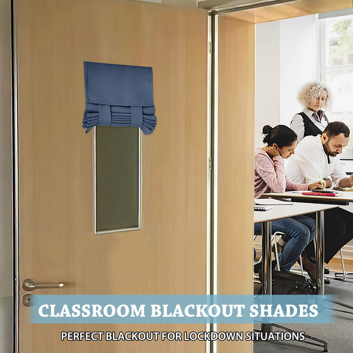 RYB HOME Self Adhesive 100% Blackout Curtains for Bedroom, Portable Temporary Curtains for Basement Kids Nursery Home Office RV Camper Living Room, W 32 x L 63 inches, Dusty Blue, 2 Panels