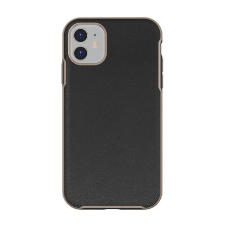 Onn. Vegan Leather with Gold Metallic Trim Case for iPhone 11 / iPhone XR - Black Retail $15.13