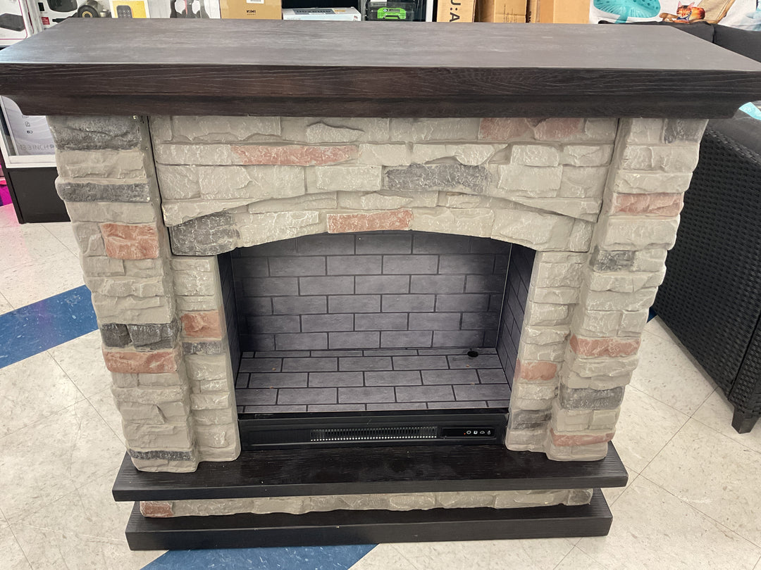Allen +Roth Electric Fireplace - 43.5-in, Grey Stacked Faux Sandstone Retail $350.00