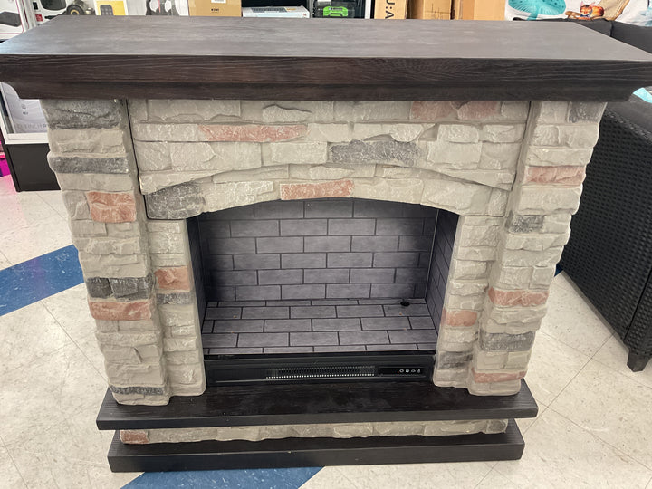 Allen +Roth Electric Fireplace - 43.5-in, Grey Stacked Faux Sandstone Retail $350.00