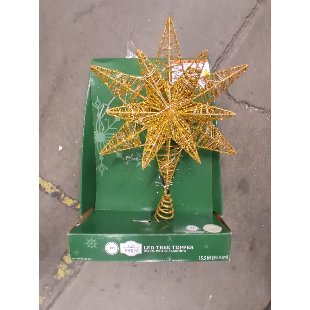 Holiday Time LED Tree Topper - Warm White Flashing, 15.5" Retail $20.00