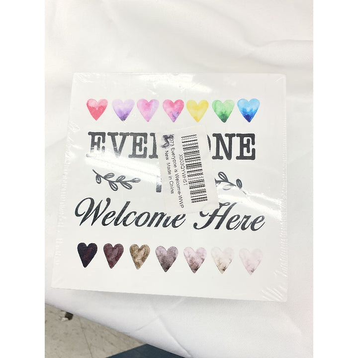Everyone Is Welcome Here Wooden Box Sign Desk Decor,Classroom Welcome Sign,Back to School Welcome Sign,Welcome Sign for Classroom Shelf Decor