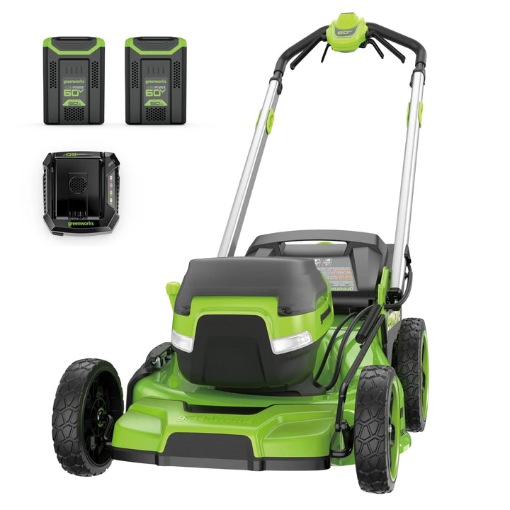 Greenworks 60V 21â€ Dual-Blade Self-Propelled Lawn Mower with (2) 5.0 Ah Batteries & Rapid Charger