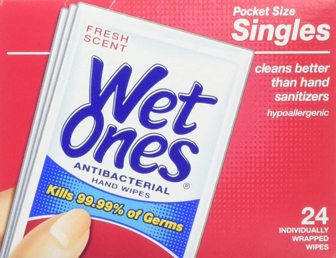 Wet Ones Antibacterial Hand and Face Wipes Singles, 24 Count Retail $5.00