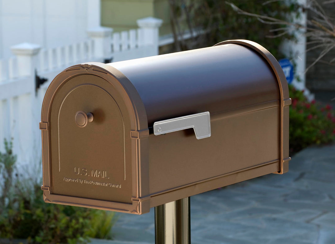 Architectural Mailboxes Bellevue Galvanized Steel Post Mount Mailbox, Compatibility Code G, 5591RZ-10, Rubbed Bronze, Large Capacity