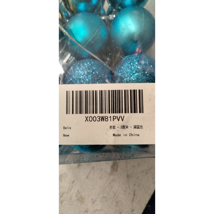 Emopeak 24Pcs Christmas Balls Ornaments for Xmas Christmas Tree - 4 Style Shatterproof Christmas Tree Decorations Hanging Ball for Holiday Wedding Party Decoration (Lake Blue, 1.3"/3.2CM)