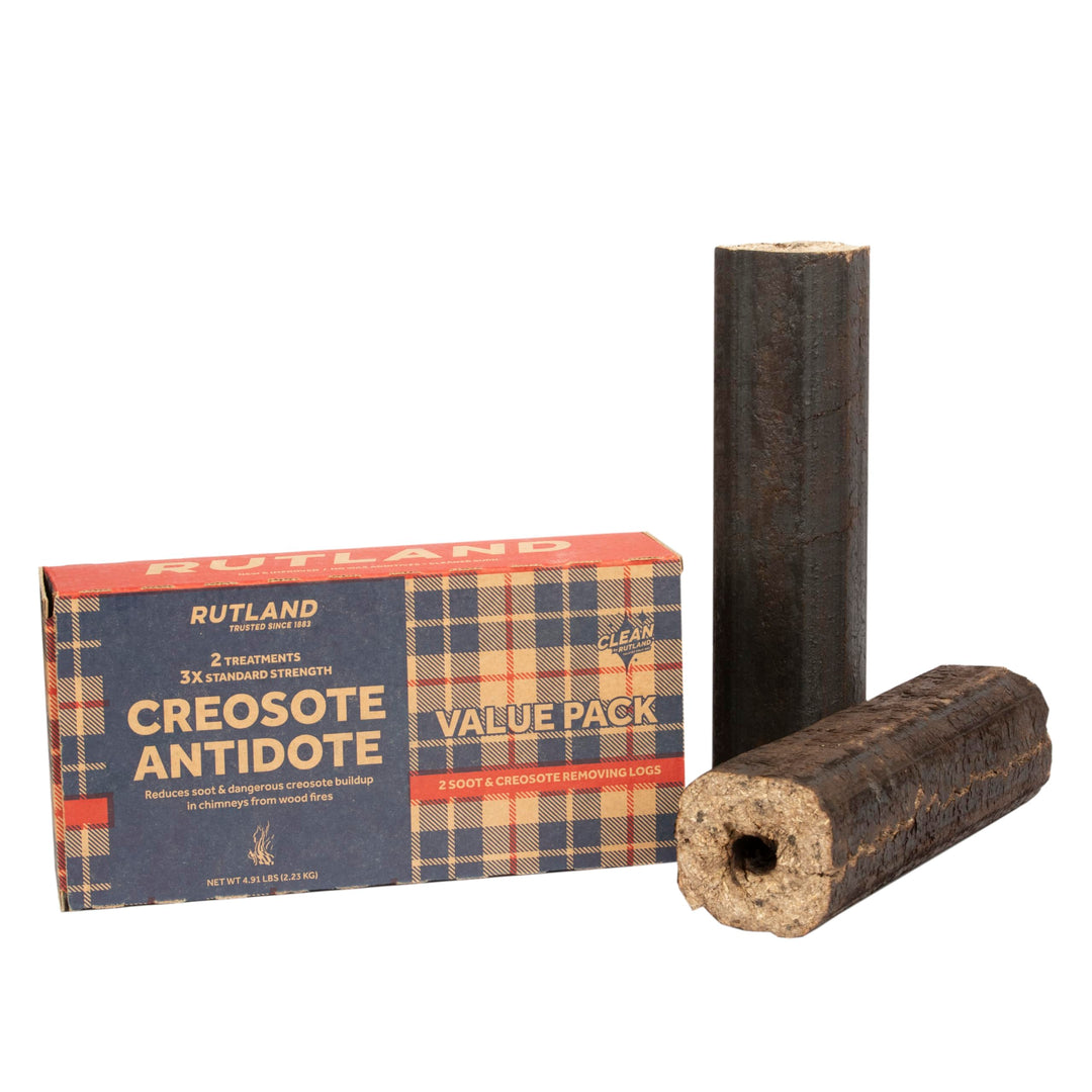 Rutland Creosote Antidoteâ„¢ - Triple Power Remover Fire Logs - USA-Made Fireplace Cleaner & Chimney Sweeping Log - Premium Creosote Remover 2-Pack, 2.5 lbs Each Firelog