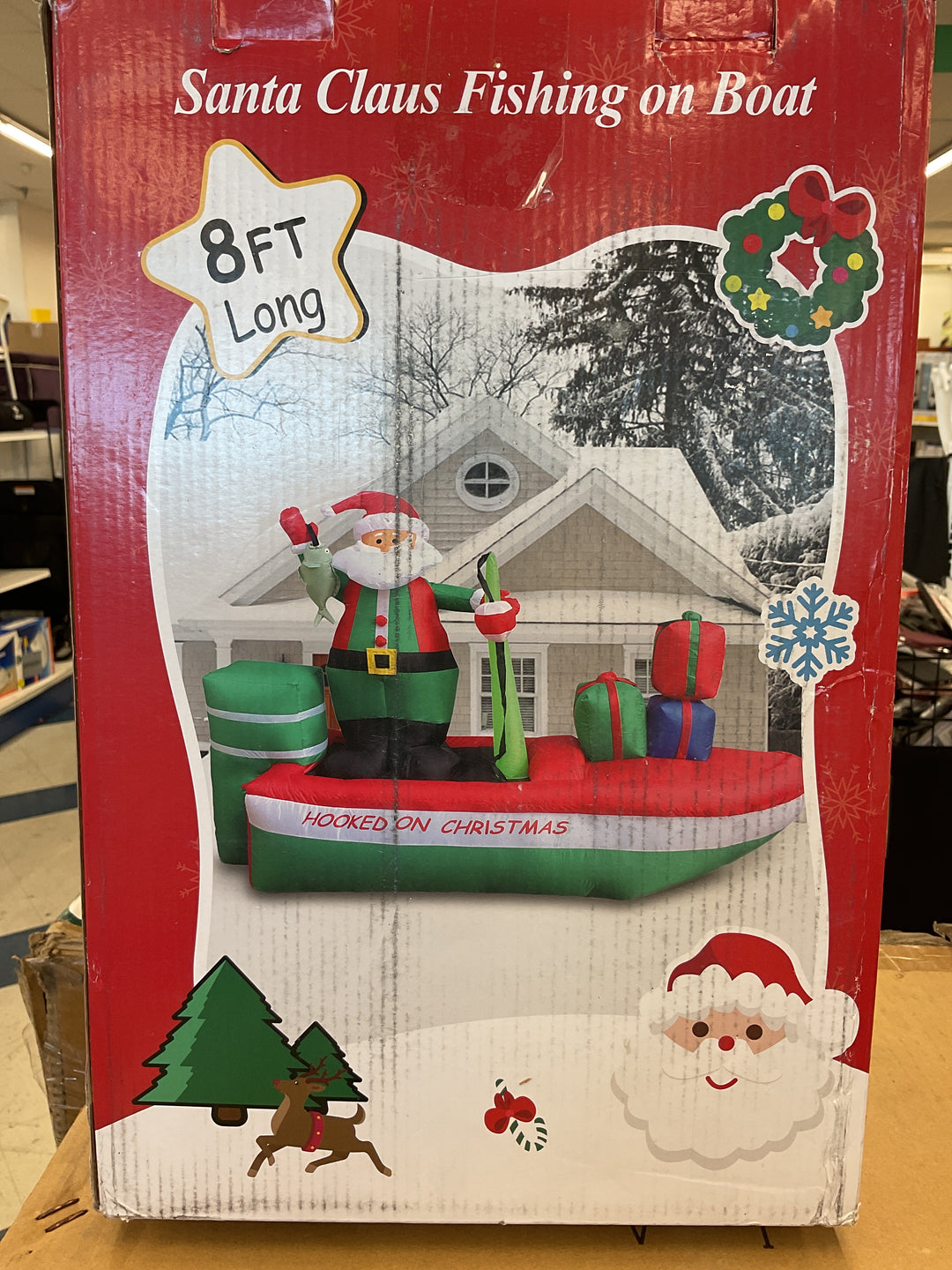 FunFanso Santa Claus Fishing on Boat 8ft long Inflatable Retail $69.98