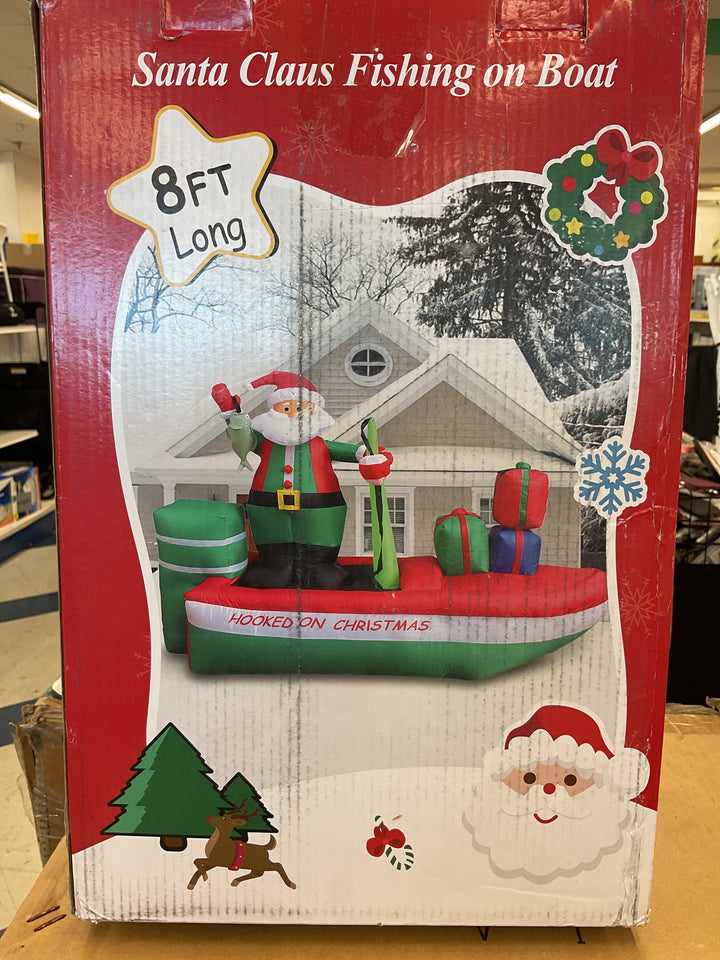 FunFanso Santa Claus Fishing on Boat 8ft long Inflatable Retail $69.98
