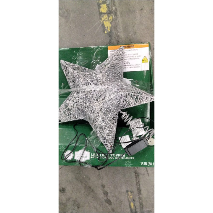 Holiday LED Tree Topper - 8-Function Cool White Lights, 15 inch Retail $20.00