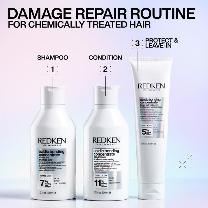 Redken Acidic Bonding Concentrate Leave In Conditioner - Hair Repair Treatment For Weak & Damaged Hair, Bond Building & Strengthening, Smooths & Provides Heat Protection