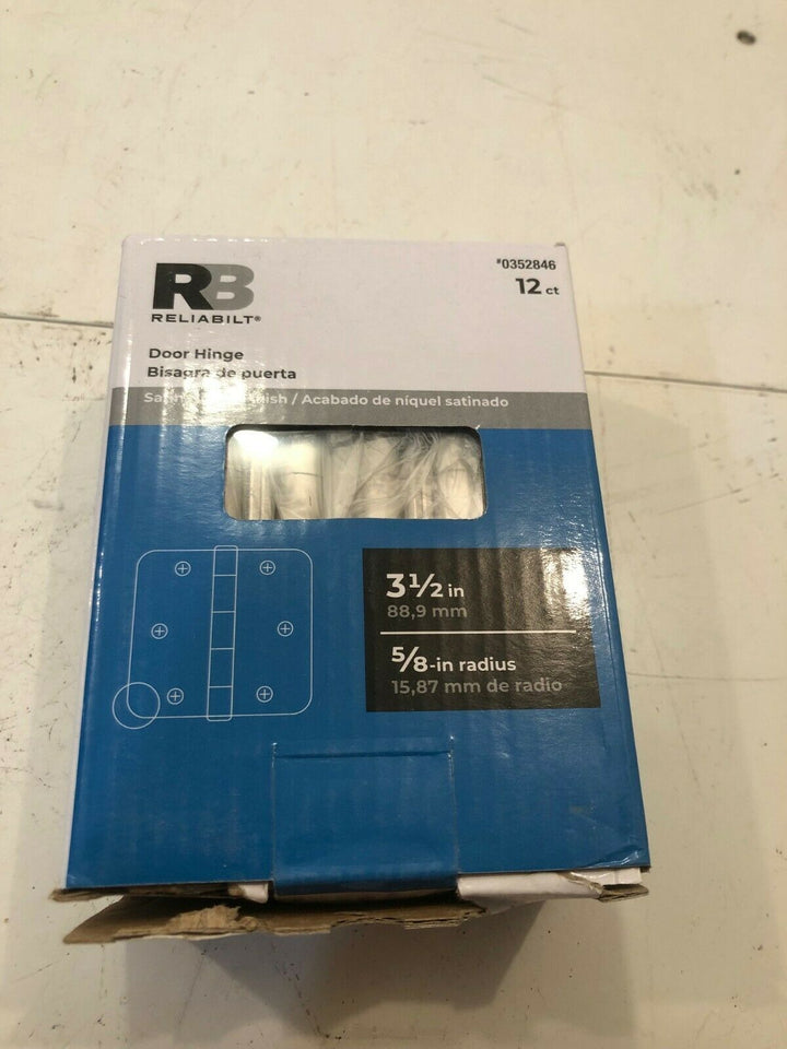 12-Pk) Reliabilt Radius Mortise Door Hinge Satin Nickel 3-1/2" X 5/8" 0352846 H3
