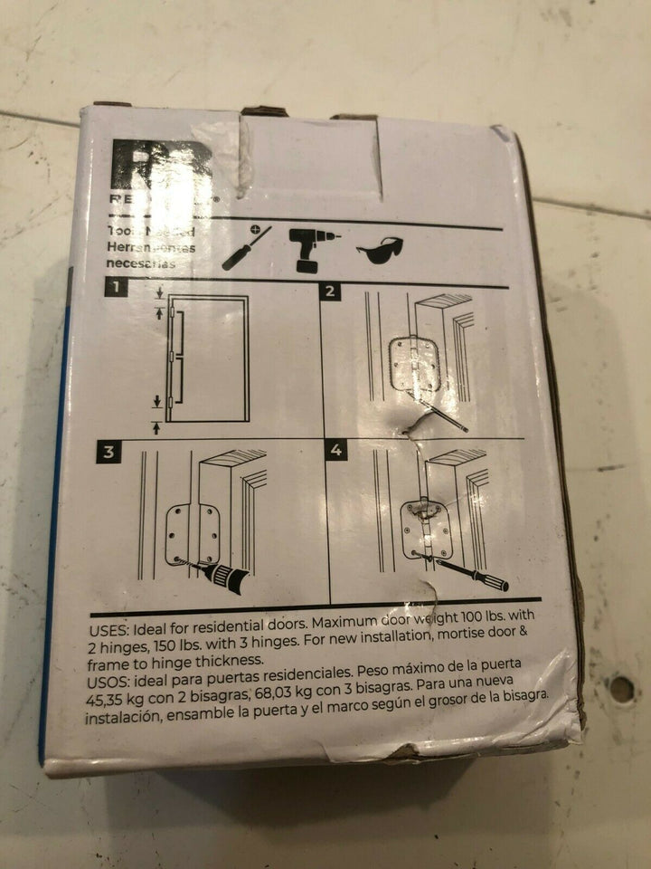 12-Pk) Reliabilt Radius Mortise Door Hinge Satin Nickel 3-1/2" X 5/8" 0352846 H3