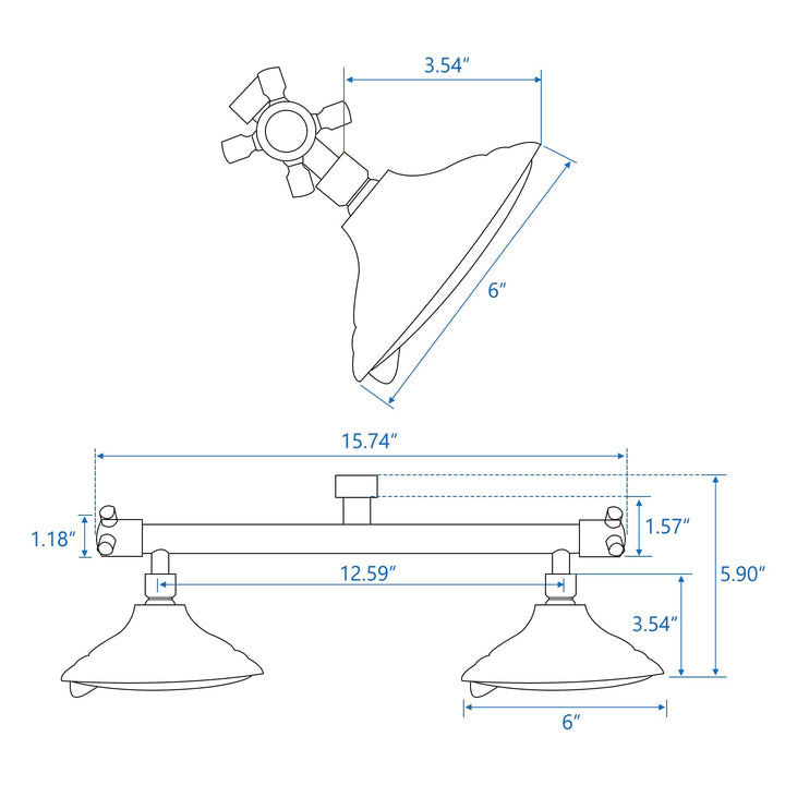 Proox Double Shower Head with Built-in Valve, High Pressure 6 Setting Dual Shower Head Design for Couple on Walk-in Bathroom or Single on Bathtub Bathroom - Brushed Nickel