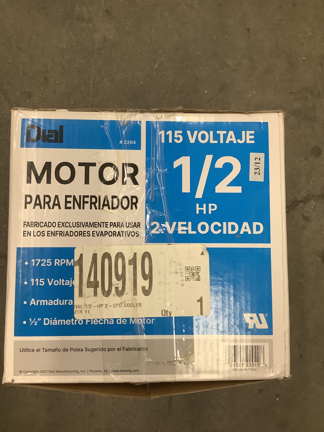 DIAL 1/2-HP 2-SPD COOLER MTR 115V