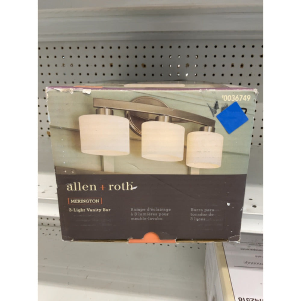 allen + roth 3-Light Merington Brushed Nickel Standard Bathroom Vanity Light