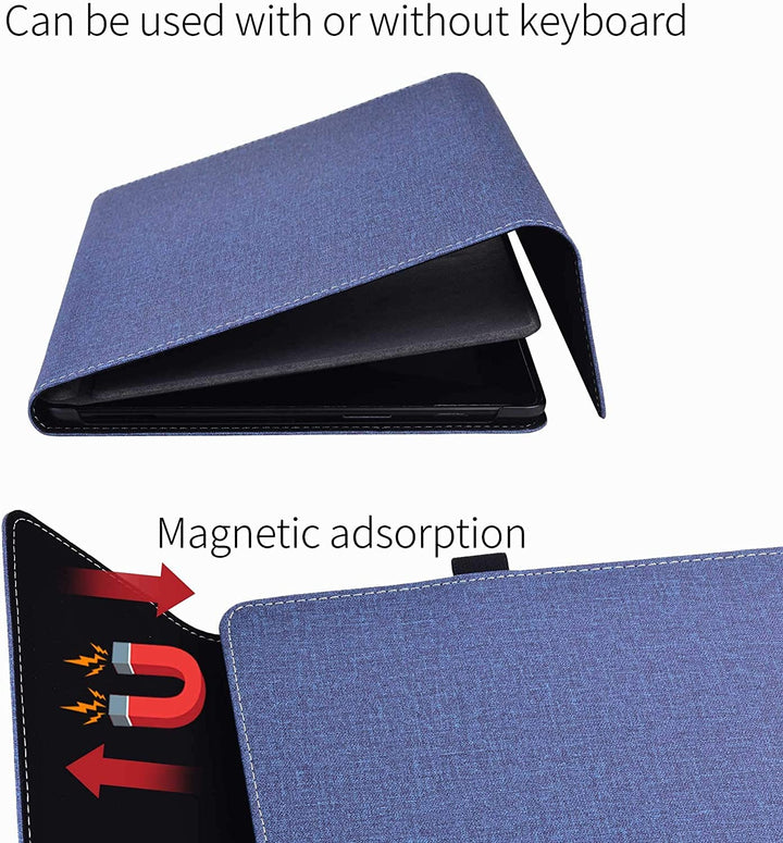 forubar case for Microsoft Surface Pro 10 for Business (2024 Release), Folding Sleeve Cover Accessories PU Leather Shell Protectiv Case, Compatible with Type Cover Keyboard, (Dark Blue)