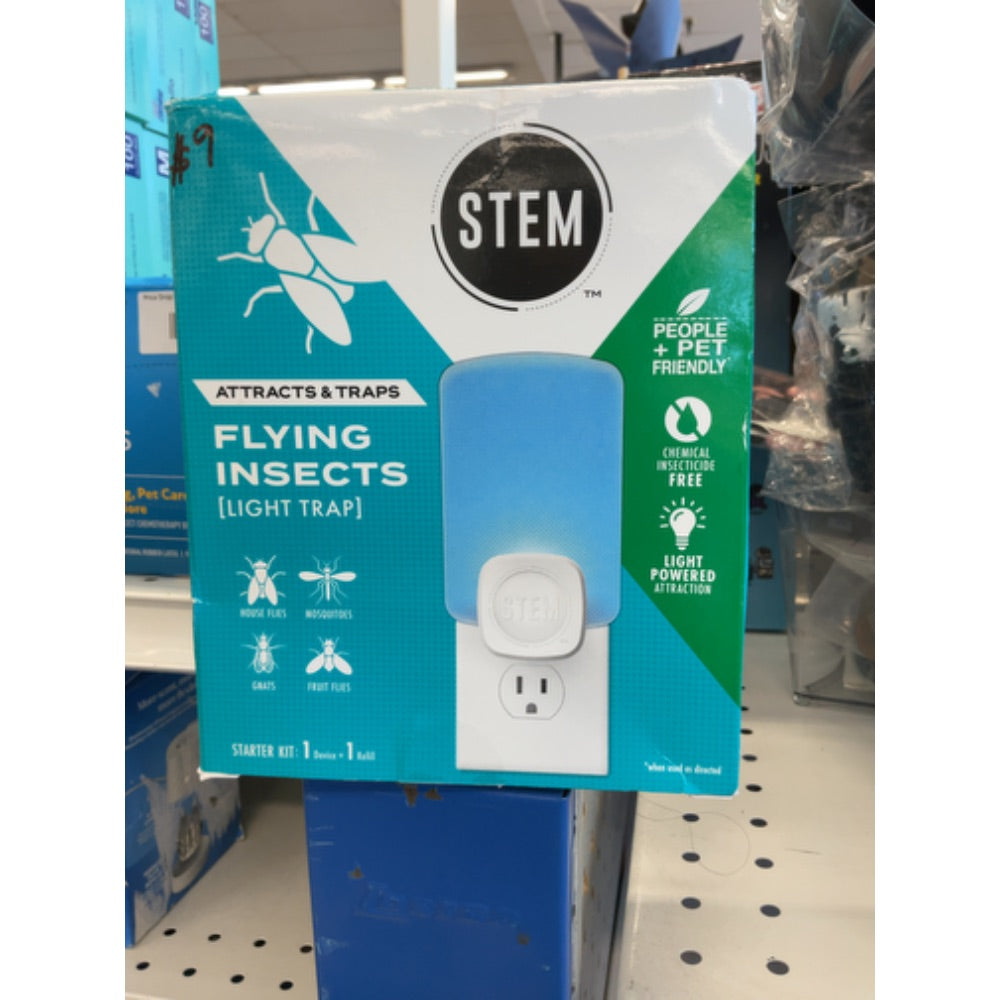 STEM Insect Trap - Indoor Fruit Fly & Gnat Pest Control for House, Home and Kitchen, Attracts & Traps Flying Bugs, Soft Blue Light - Includes 1 Plug-In Device & 1 Cartridge