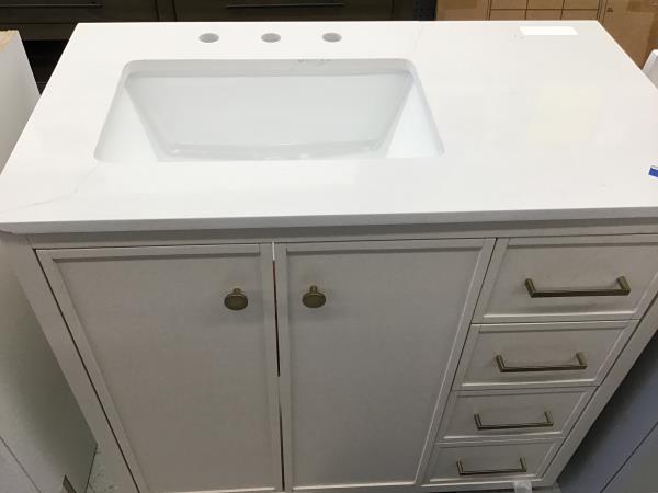 Whalen Furniture LWS36GGV Vanity - White, Sink, Cabinet, Drawers Retail $450.00