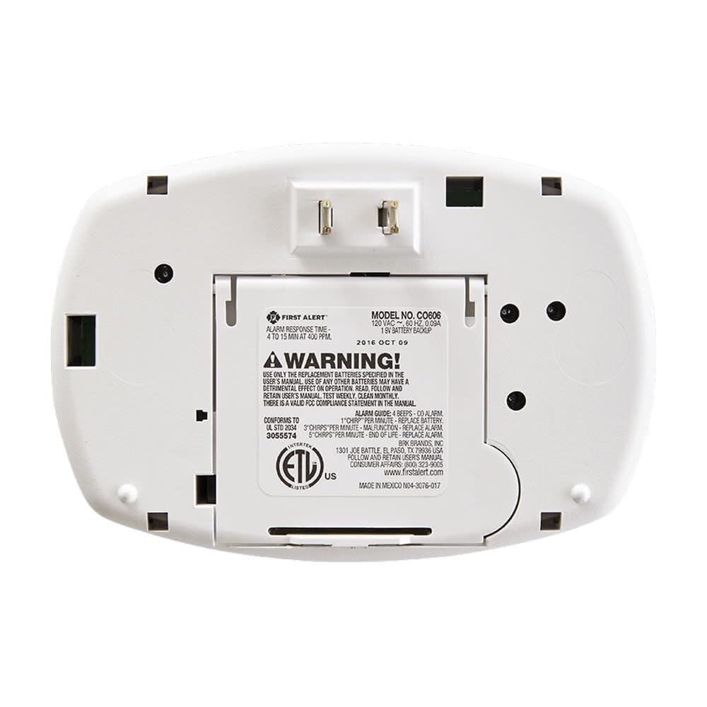 First Alert 1039734 Fat Plug-in Carbon Monoxide Alarm with Battery Backup, 8.50" x 6.75" x 2.25"
