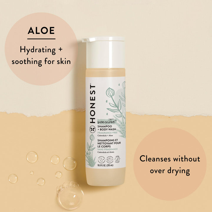 The Honest Company 2-in-1 Cleansing Shampoo and Body Wash for Sensitive Skin, Tear-Free, Hypoallergenic with Naturally Derived Ingredients, Fragrance-Free, 10 fl oz retail $9