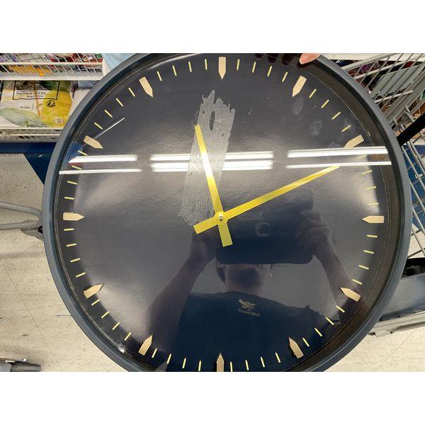 Clock - Wall Clock - Large, Yellow Hands, Minimalist Design