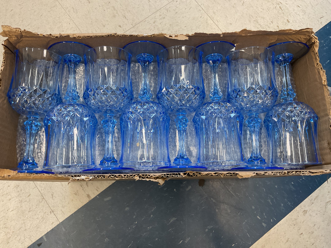 48 PCS BLUE PLASTIC WINE GLASSES