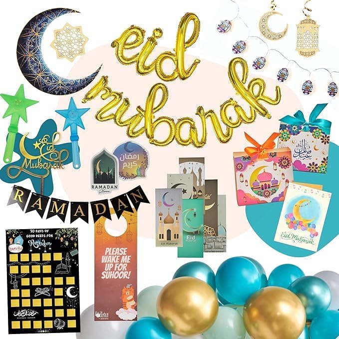 Eid Decorations JUMBO Set + Ramadan Decor and Activities, Eid Gifts for Kids, Teens and Families, Stickers, Lights, Balloons & More! ???? ??? ?????? Retail $49.00