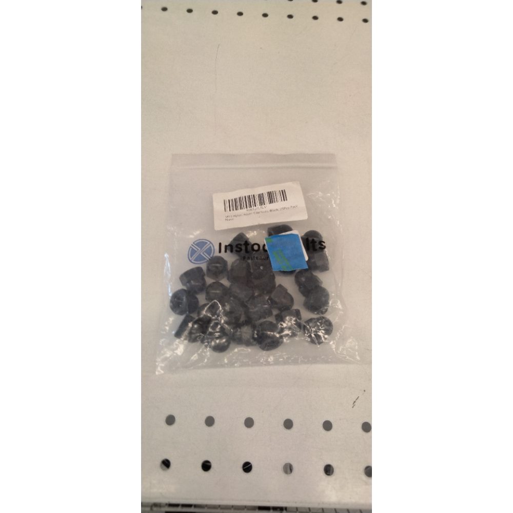 M10 Nylon Acorn Cap Nuts, Black, 25Pcs-Pack
