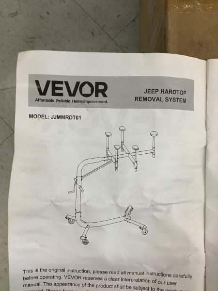VEVOR Jeep Hardtop Removal System JJMM RDT01 Retail $375.00