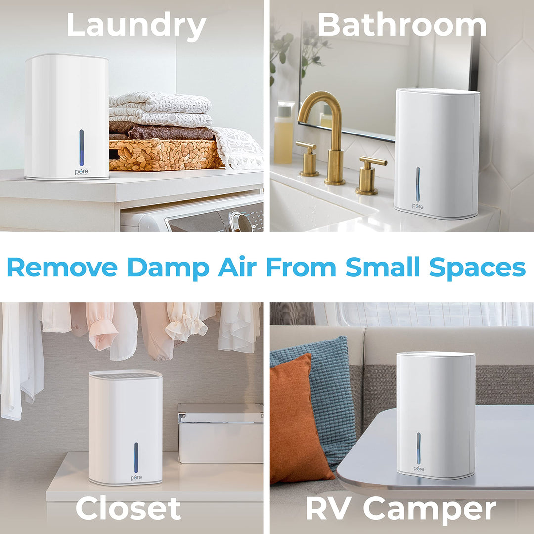 Pure Enrichment PureDry Mini Dehumidifier - 27oz Compact Water Tank Eliminates 300ml/day of Excess Moisture from Closets, Bathrooms, Boats, Kitchens, and Other Small Rooms and Living Spaces
