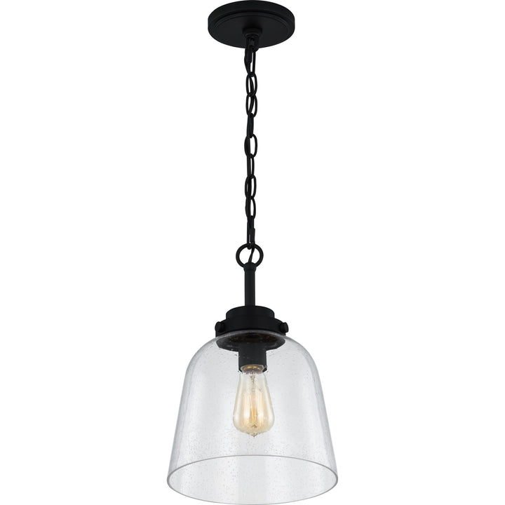 Quoizel Seaton Pendant Light, 14.75 Inch 1-Light Matte Black Finish, Max Adjustable Height 67", Pendant Light for for Kitchen Island, Dining, Hallway or Bedroom