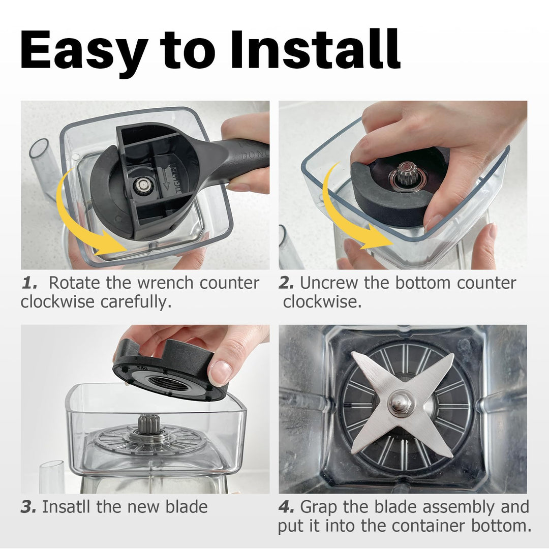 Blade Replacement Parts Compatible with Vitamix, Blender Wet Blade Replacement Assembly with Wrench and Drive Socket Replacement Compatible With Vitamix 64oz and 32oz Container