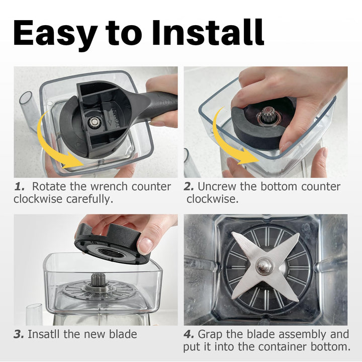 Blade Replacement Parts Compatible with Vitamix, Blender Wet Blade Replacement Assembly with Wrench and Drive Socket Replacement Compatible With Vitamix 64oz and 32oz Container